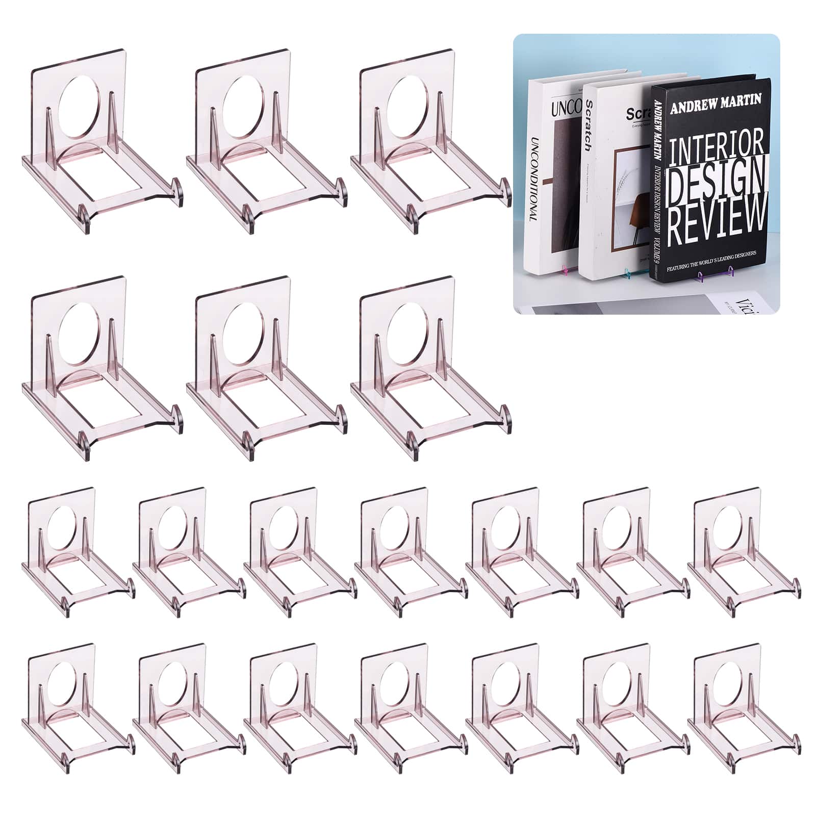 Unique Bargains - 20pcs Book Display Stands, 2" Adjustable Display Holder Mini Clear Easel Collector Stand for Comics, Magazines, DVDs