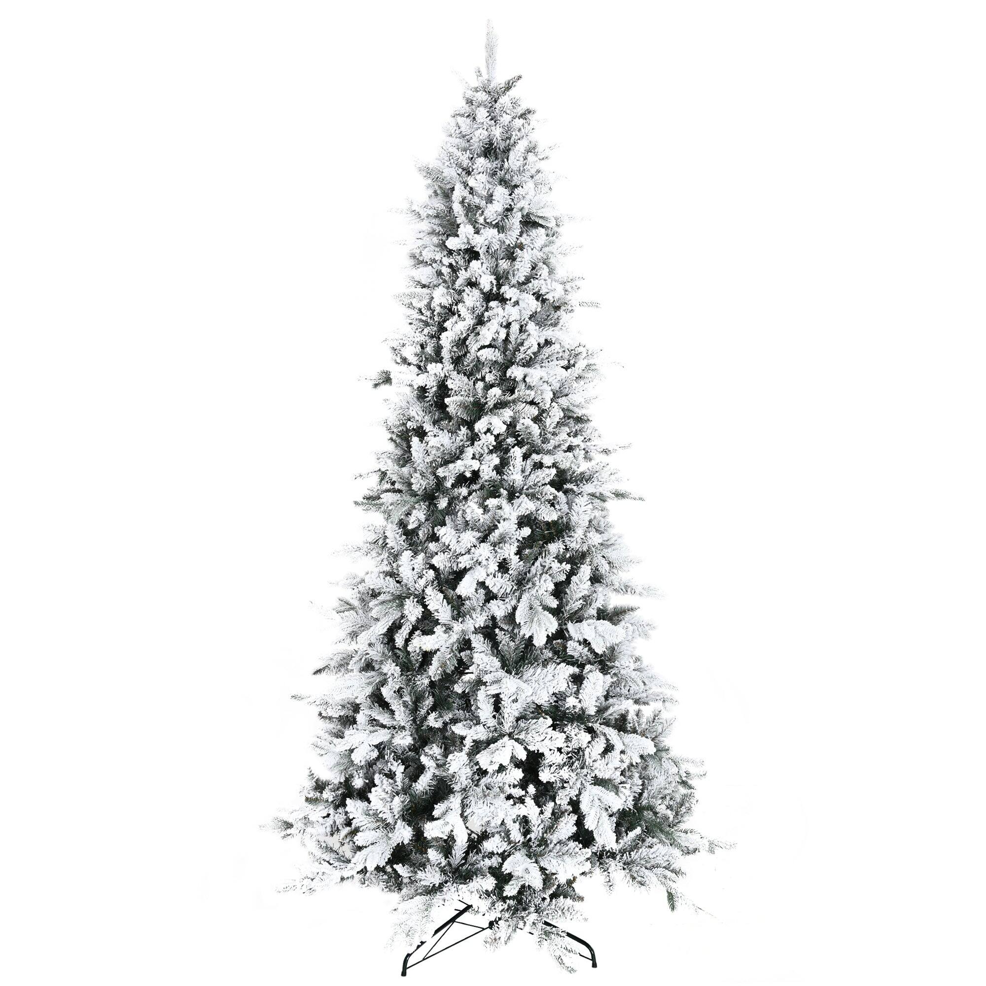 Alt View 6. BreeBe - 9 Foot Pine Snow Flocked Artificial Christmas Tree with 616 Realistic Cedar Branches - Green.