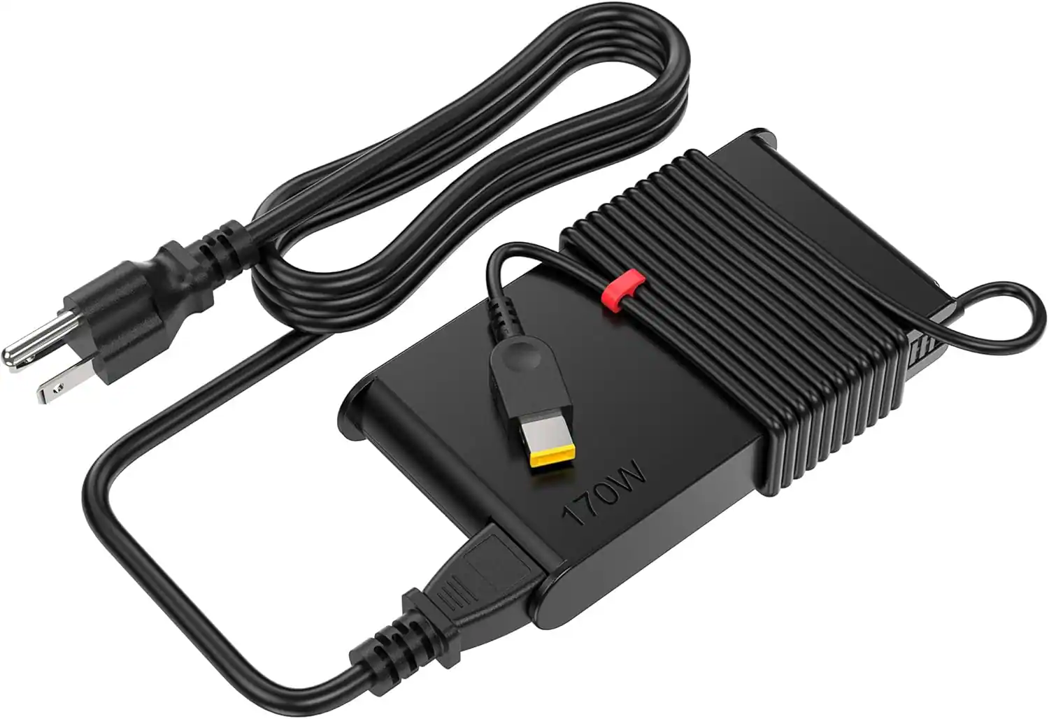 Angle. Core Tech - 170W Slim Laptop Charger for Lenovo Legion, ThinkPad, IdeaPad, LOQ and Yoga Pro, 20V 8.5A - Black.