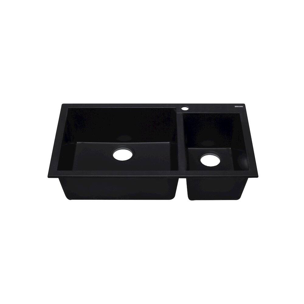Alt View 2. Alfi - ALFI brand Black 34 Double Bowl Drop In Granite Composite Kitchen Sink - Black.