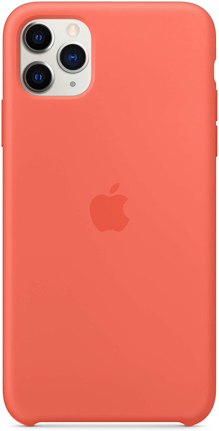 Angle. Apple - Apple Silicone Case (for iPhone 11 Pro Max) - Clementine (Orange) - Orange.