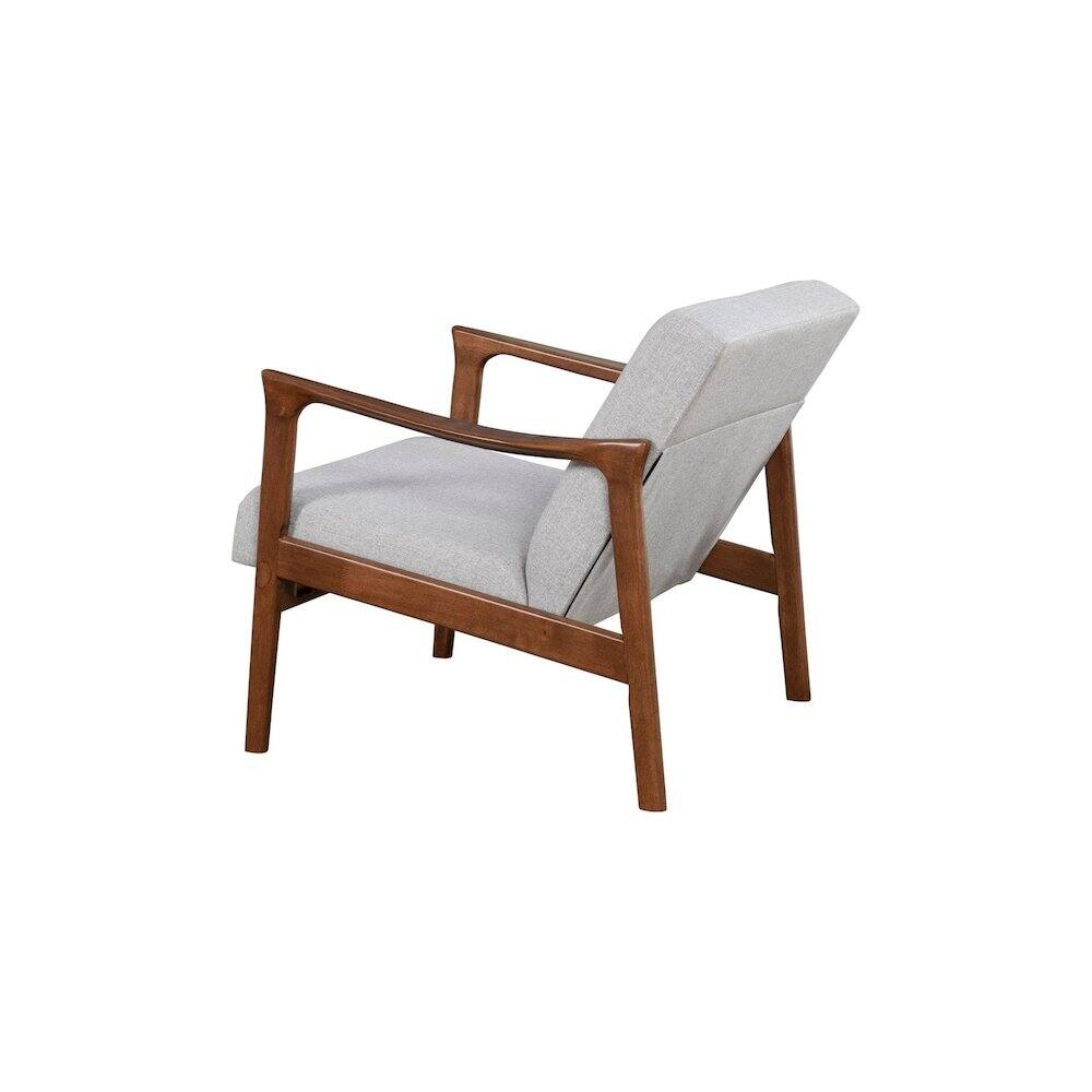 Left. Alpine Furniture - Zephyr Lounge Chair - Medium Brown Frame, Light Grey Cushions.