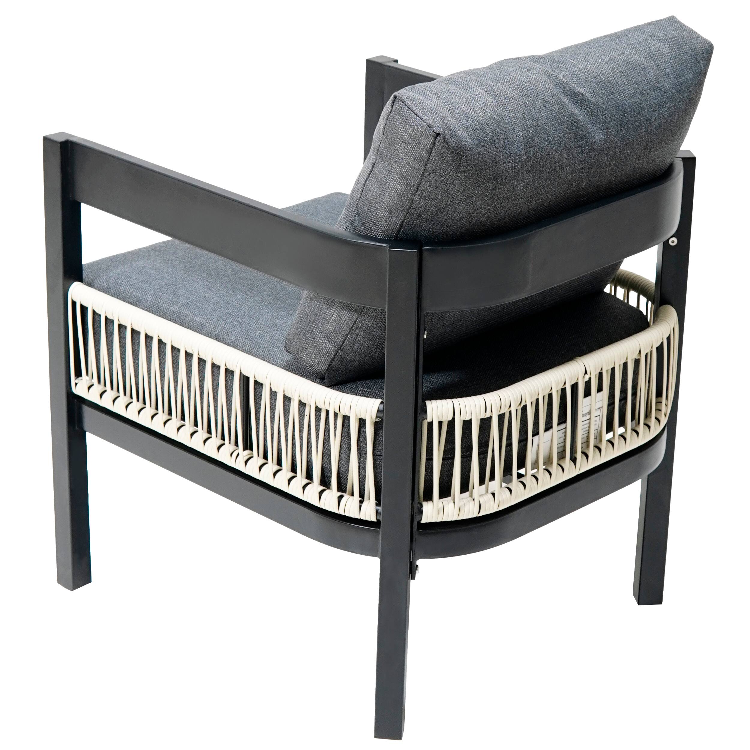 Alt View 8. Siljoy - Multi-Seat Outdoor Iron Sofa Set w/ Table, Rattan Decor, Waterproof & Rustproof, Garden & Lawn - Grey.