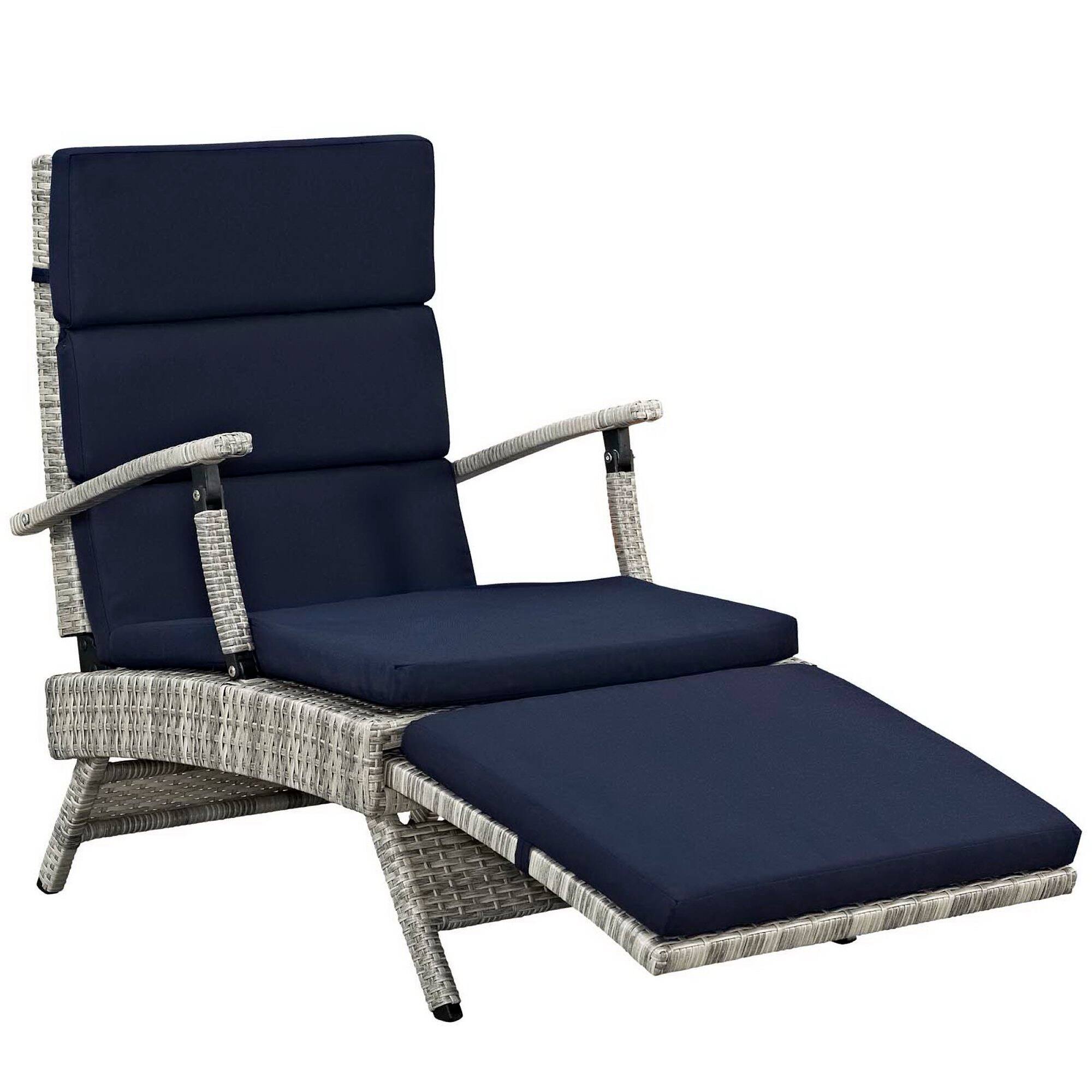 Angle. Modway - Envisage Chaise Outdoor Patio Wicker Rattan Lounge Chair by Modway - Light Gray Navy.