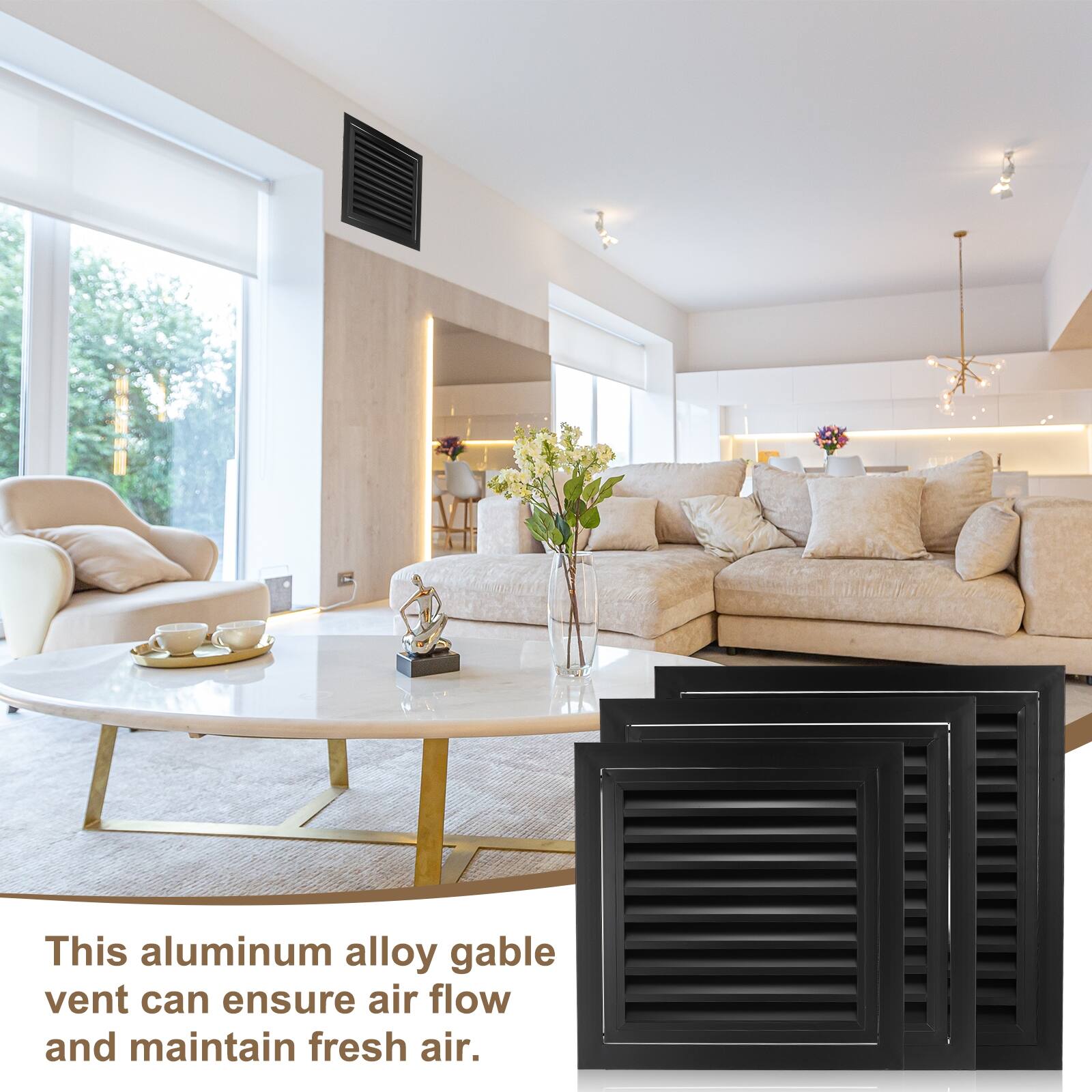 This aluminum alloy gable vent can ensure air flow and maintain fresh air.