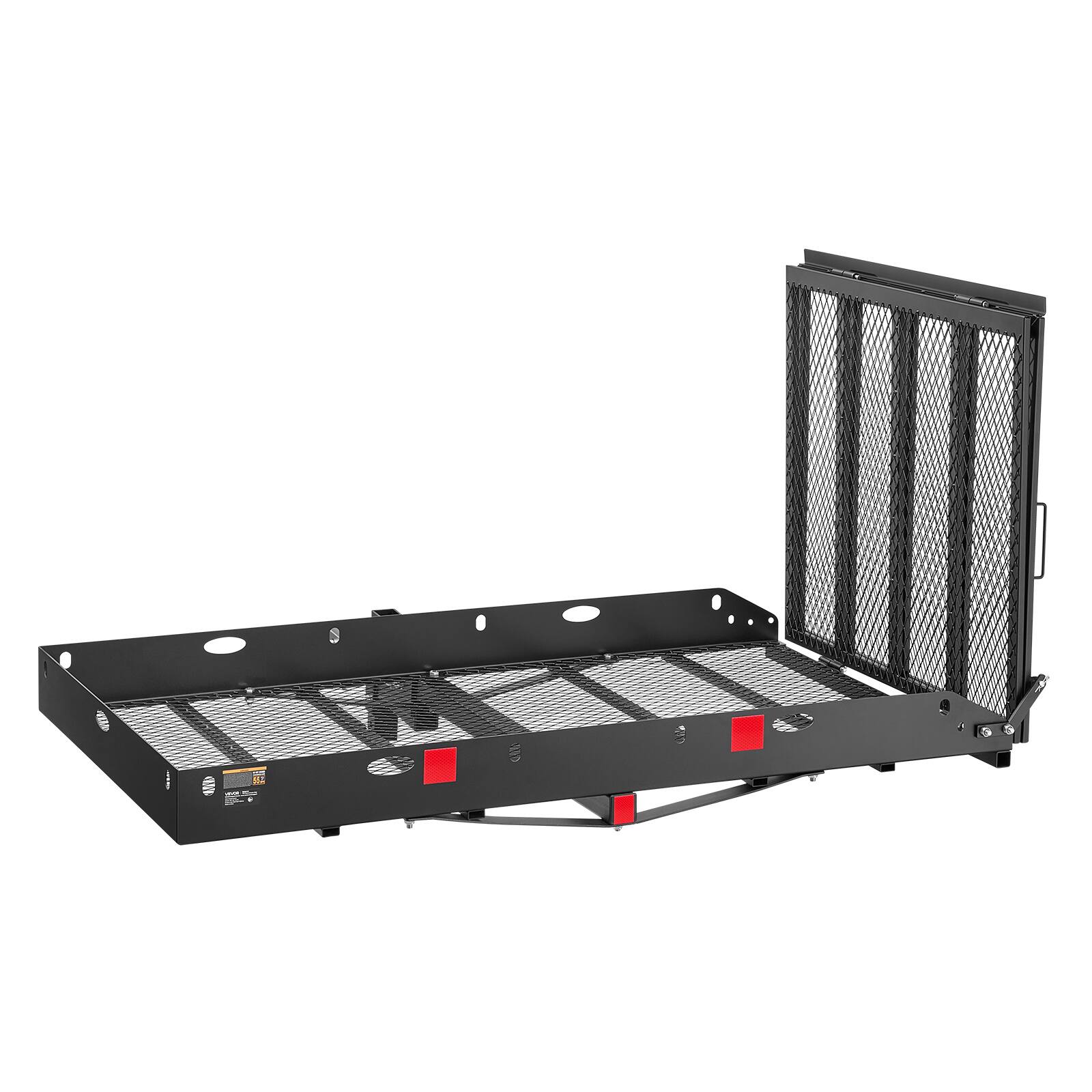 Alt View 5. VEVOR - Hitch Mount Wheelchair Carrier Height Adjustable, 500LBS Steel Mobility Scooter Carrier Cargo Basket with Double-Folding - Black.