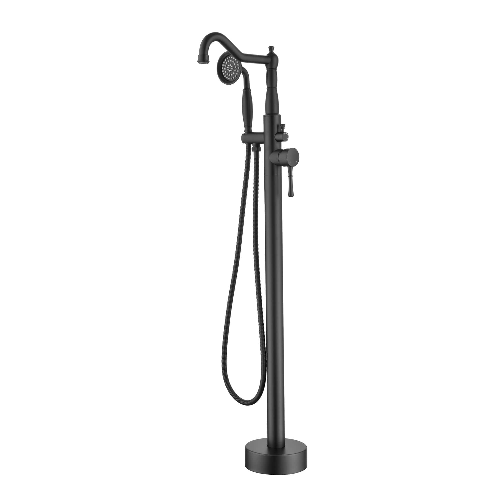 Boyel Living - Freestanding Tub Faucet Solid Brass 4.3GPM Spout 1.8GPM Handheld 360° Swivel cUPC - Matte Black