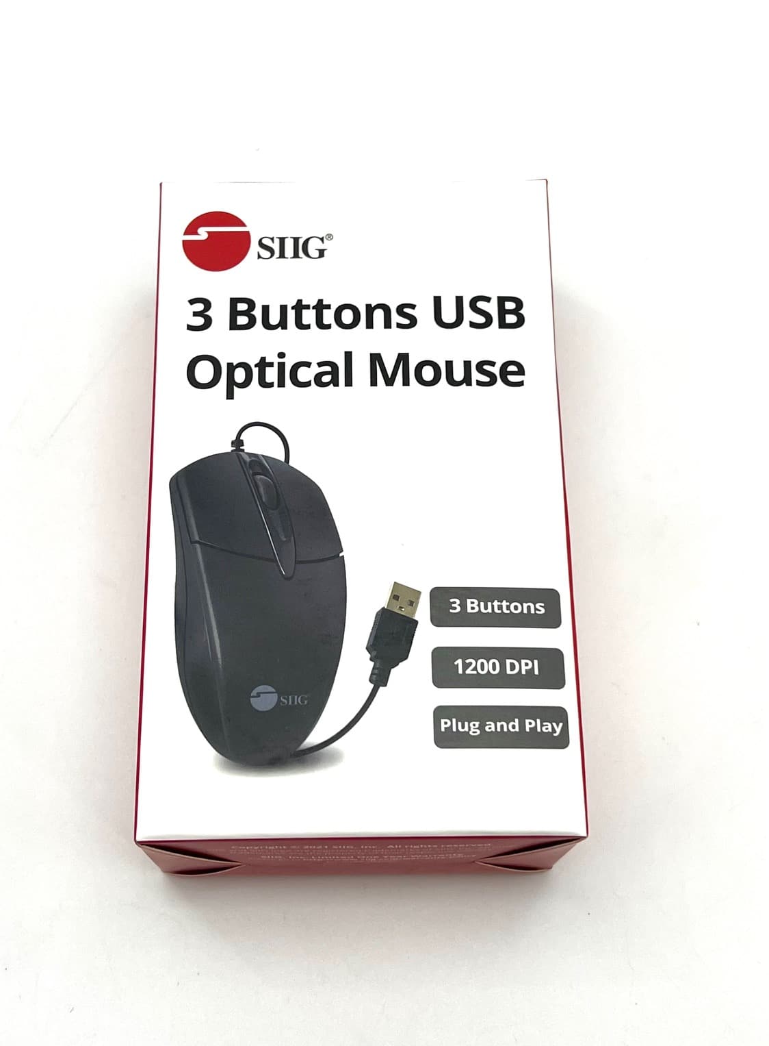 SIIG - 3 Buttons USB Optical Mouse JK-US0T11-S1 - Wired - Black