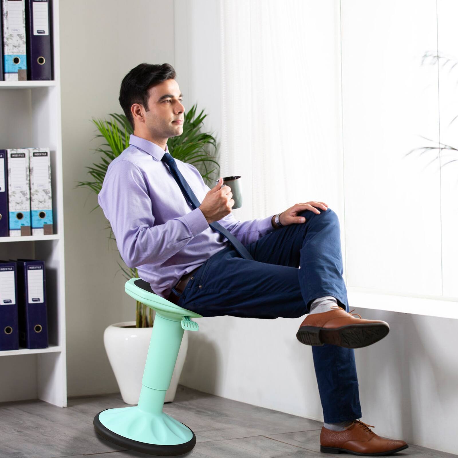 Alt View 8. Ecooso - Adjustable-Height Wobble Stool Chair for Standing Desk, Active Sitting Balance Seat, Office - Green.