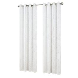RT Designers Collection - Bexley Foil Jacquard Polyester Window Curtain Grommet Panel 52" x 84" - White/Silver