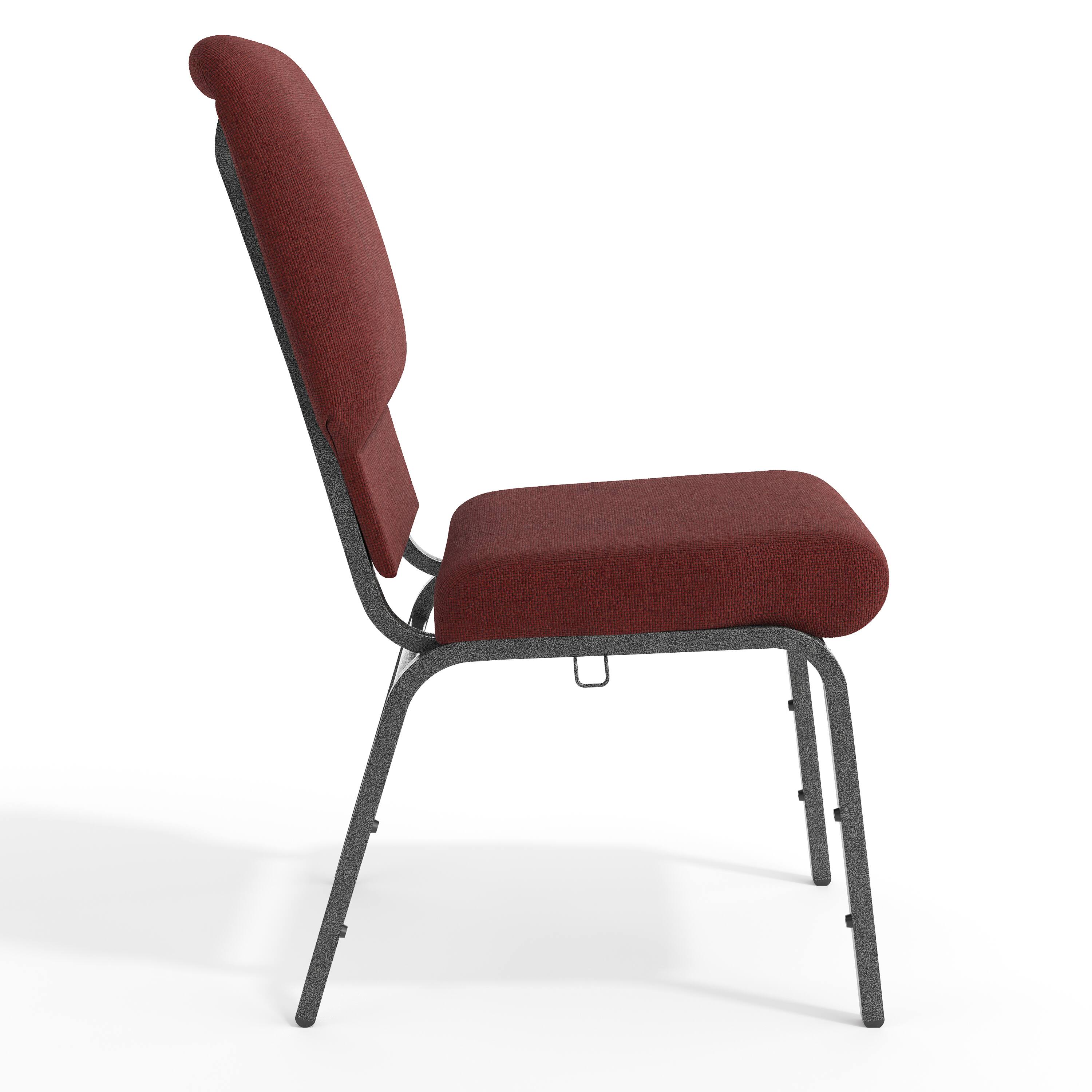 Alt View 8. Emma + Oliver - Church Chairs 18.5 in. Wide - Maroon Fabric/Silver Vein Frame.