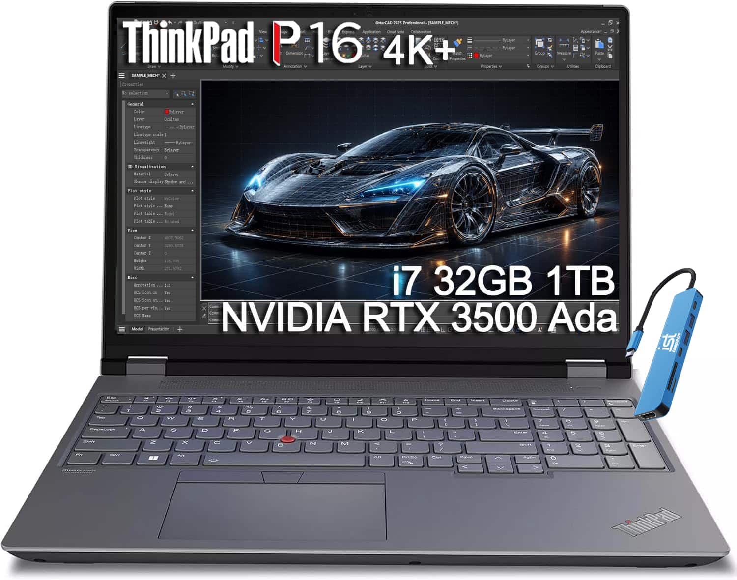 Lenovo - Upgraded - ThinkPad P16 Gen2 16"4K+ Mobile Workstation Laptop - NVIDIA RTX 3500 Ada - Intel Core i7-14700HX - 32GB RAM - 1TB SSD - Storm Grey