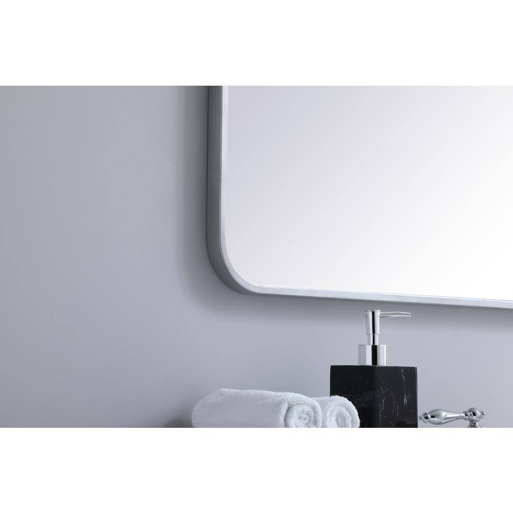 Back. Elegant Decor - Soft corner metal rectangular mirror 36x36 inch in Silver - Silver.