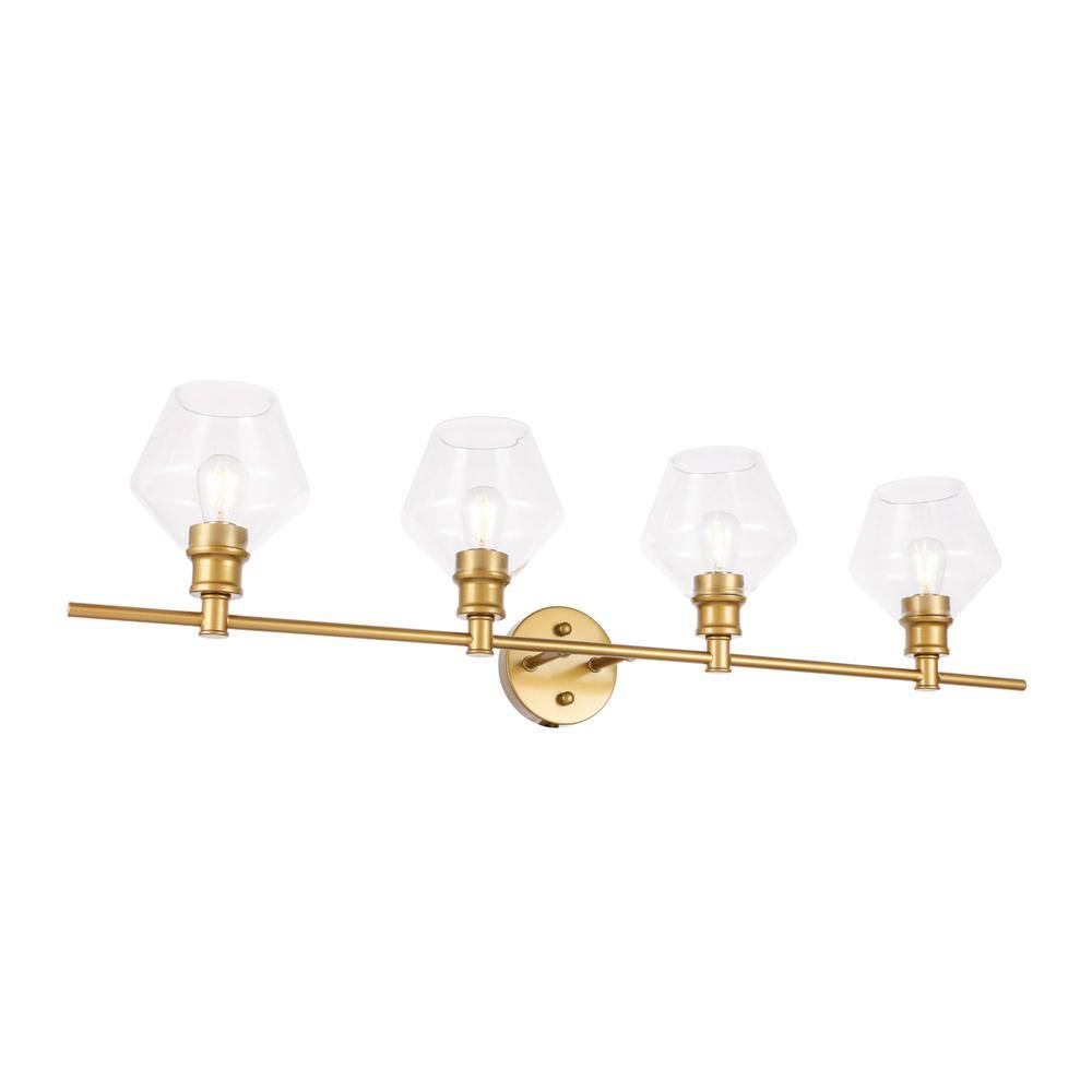 Alt View 8. Living District - Gene 4 light Brass and Clear glass Wall sconce - Brass And Clear Glass.
