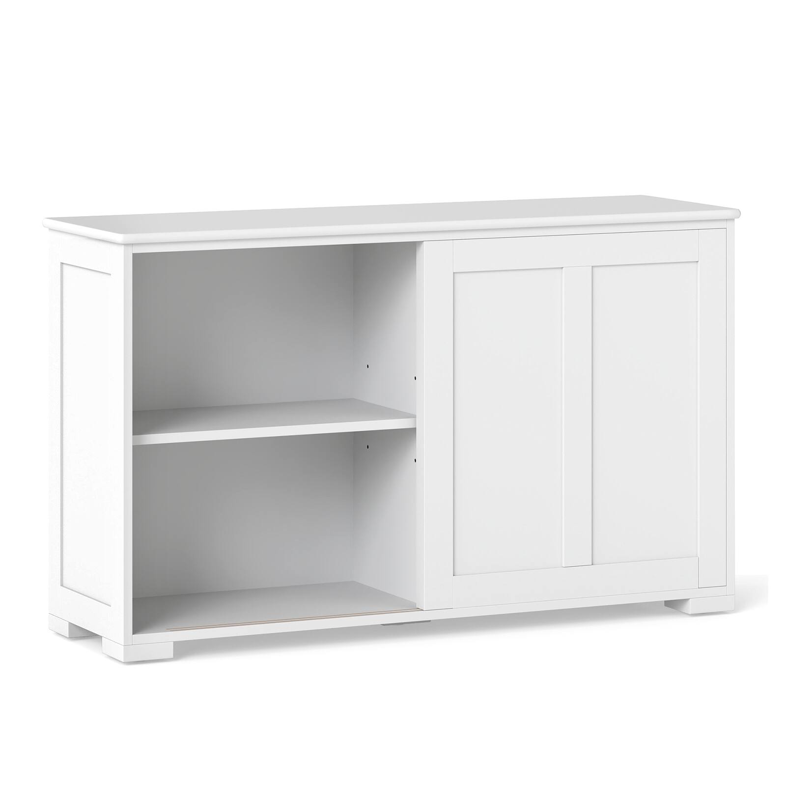 Alt View 9. Costway - Costway Kitchen Storage Cabinet Sideboard Buffet Cupboard Wood Sliding Door Pantry - White.