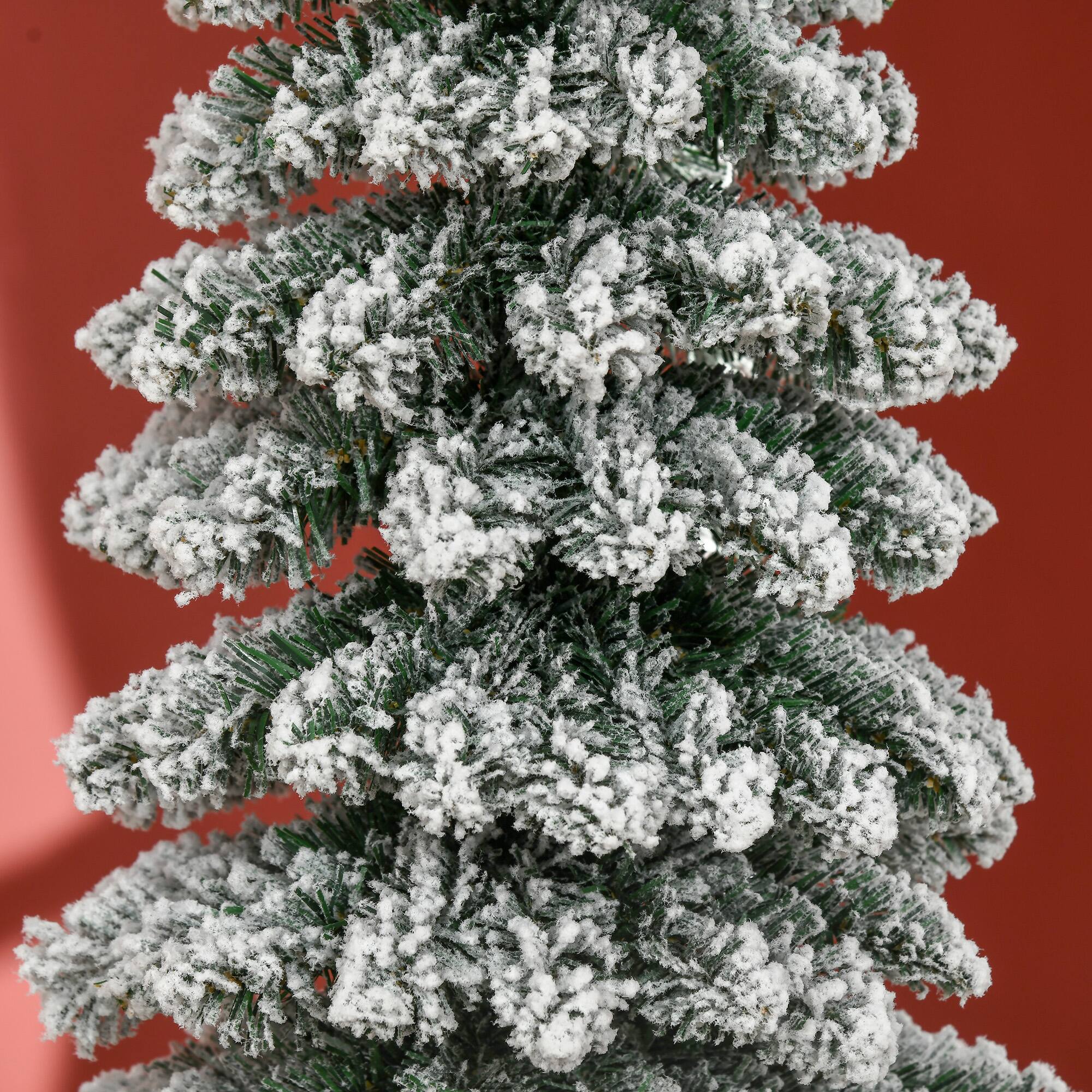 Alt View 8. Homcom - Slim Unlit Snow Flocked Pencil Christmas Tree, Realistic Branches 395 Tips - Green.