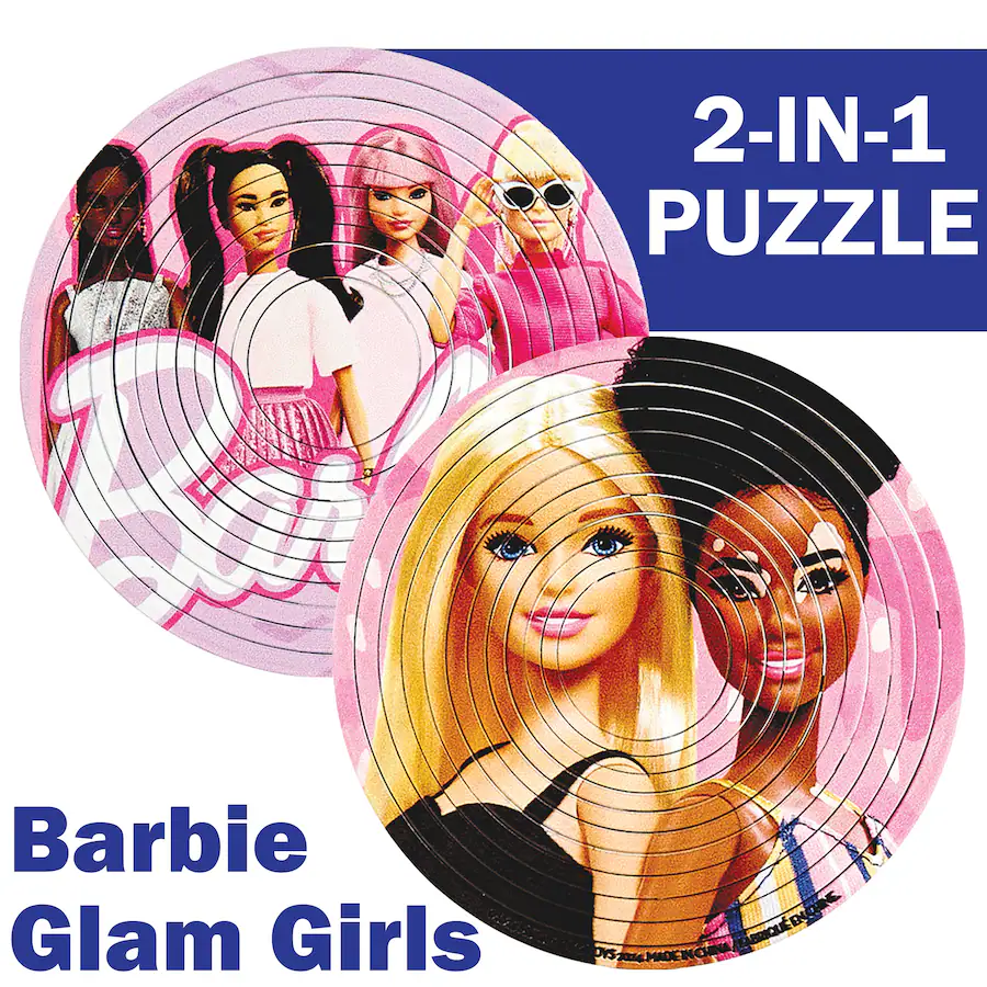 TCG Toys Spin Flip Puzzle: Barbie Glam Girls 12 Rings 2 In 1: Double ...