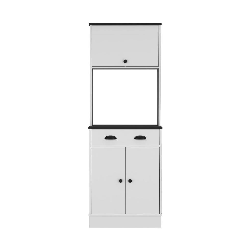 Front. Treevol Furniture - Pantry Cabinet Microwave Stand Warden - White/Black.