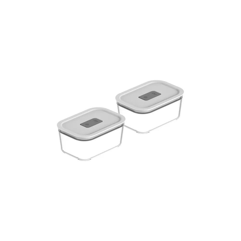 Alt View 5. OU - OU Glass Food Storage Container Set 4pc (set of 2), Stackable, Leak Proof Lid with Microwave Valve.