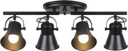 FINEAK - 4-Light Black Semi-Flush Track Lighting Kit, Rotatable Heads