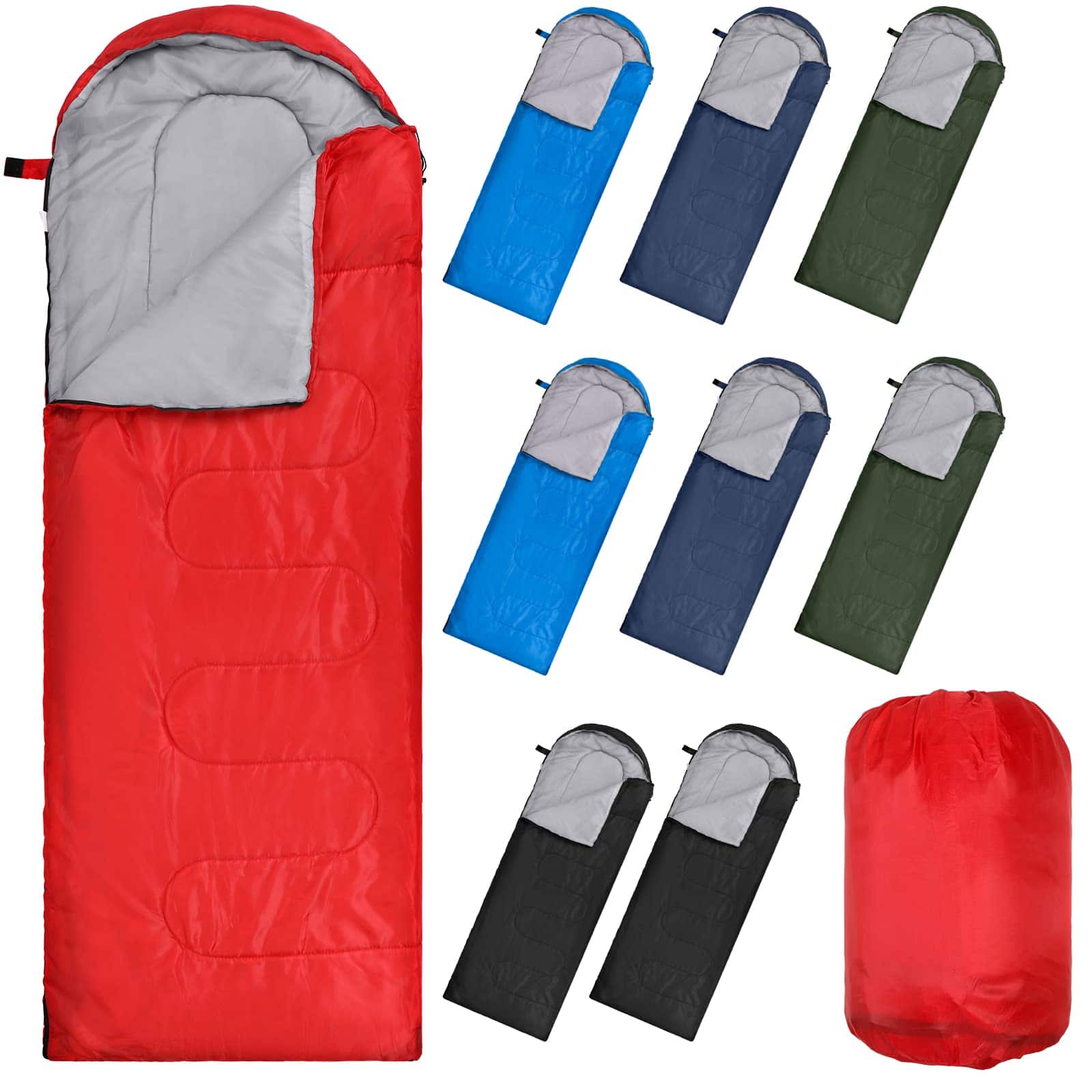 Dapper Styles - 10 0 Degree Camping Sleeping Bags Bulk For Adults Cold Weather 4 Season Warm Bag With Sack Homeless Donatio - Multicolor