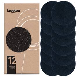 Carbon Filters Set - 12 Pack Replacement Filters for Breetee Portable Range Hoods - 4,7” Circle Charcoal Filters - Black
