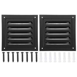 Unique Bargains - 4"x4" Aluminum Gable Vent, 2pcs Exterior Wall Outlet Square Soffit Vent HVAC Louver Air Grille with Built-in Screen - Black