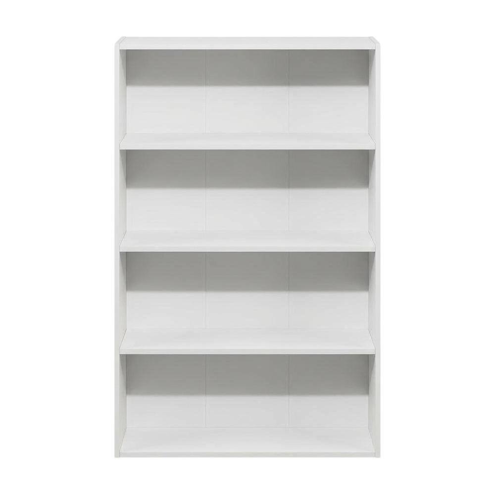 Back. FurniFact - Engineered Wood Bookcase with Open Shelving for Home Office and Living Room - White.
