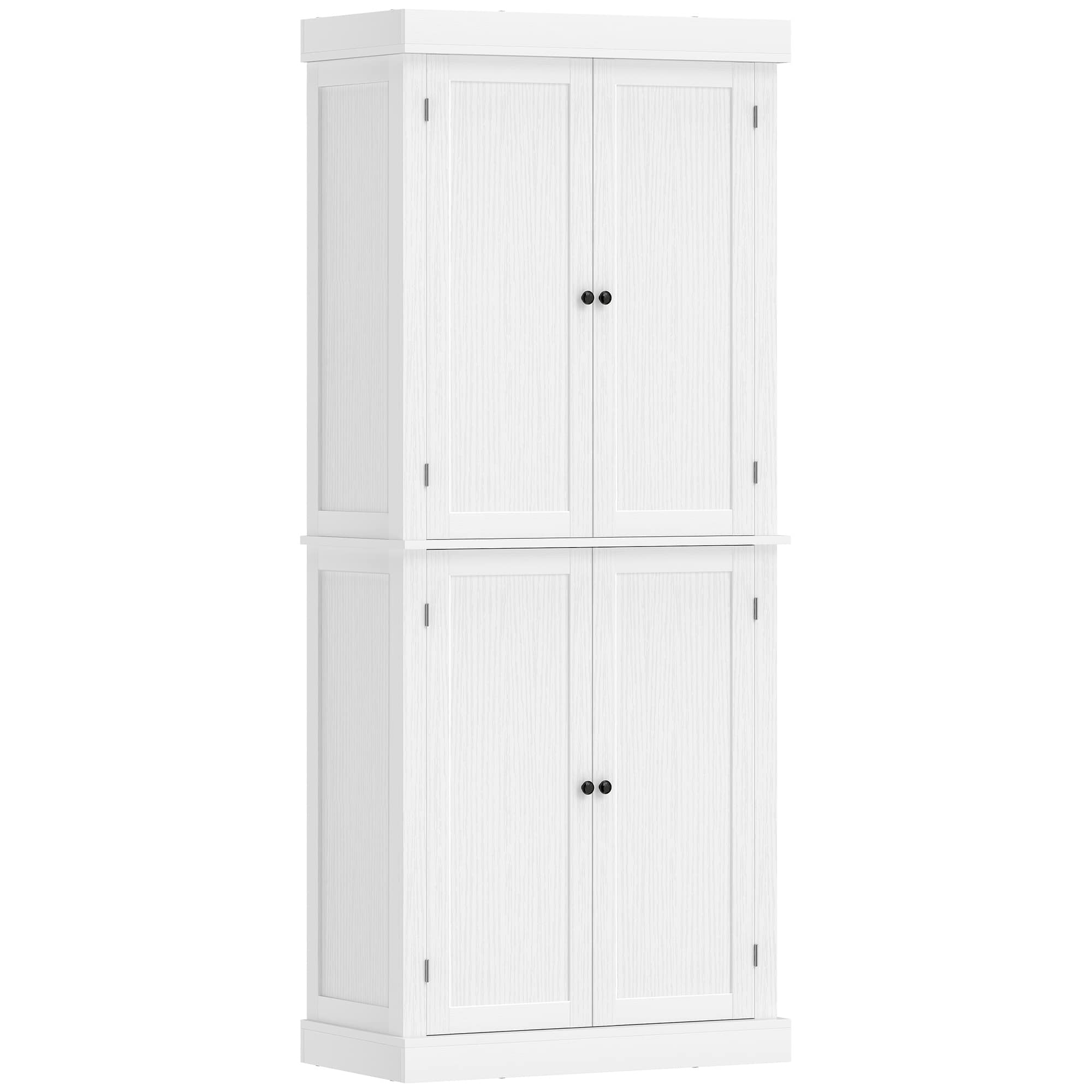 Homcom - Kitchen Cabinet, Pantry Storage Cabinet with Doors and Shelves, Freestanding Food Pantry Cabinet - White Wood Grain