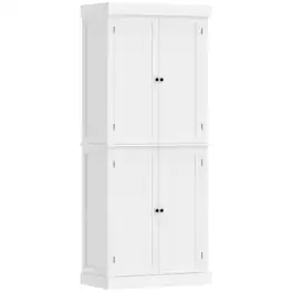 Homcom - Kitchen Cabinet, Pantry Storage Cabinet with Doors and Shelves, Freestanding Food Pantry Cabinet - White Wood Grain