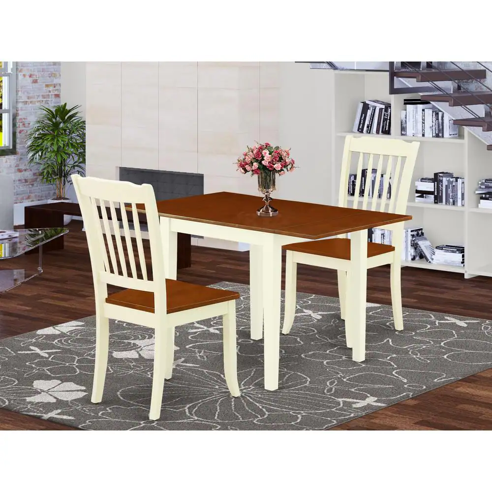 Left. East West Furniture - Dining Room Set Buttermilk & Cherry - Brown.