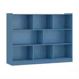 Pefilos - 3-Tier Open Bookshelf - Thickened Board Anti-Tipping, 8-Cube Floor-Standing Storage Racks, Household Organizer - Blue