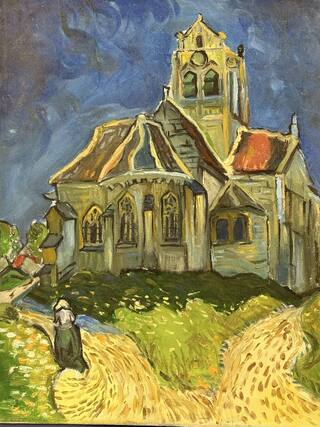 Front. NIMO - The Church at Auvers by Van Gogh,Vintage Impressionist Artwork Prints For Living Room and bedroom - Multicolor.