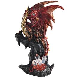 FC Design - 6"H Volcano Dragon Guarding Faux Crystal Figurine Statue Office Desk Tabletop Medieval Gaming Home Decor Gift - Multi-Color