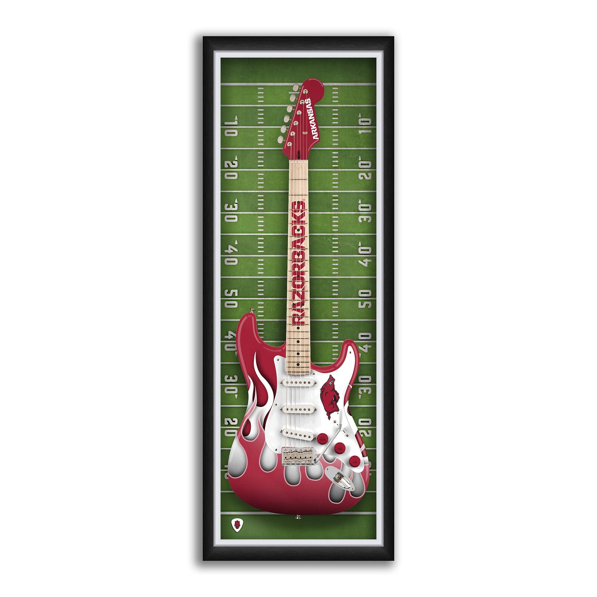 Arkansas Razorbacks 14" x 37" Electric Guitar Framed Art Print