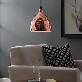 Dimple 6.5" Bell-Shaped Pendant Light by Modway - Rose Gold