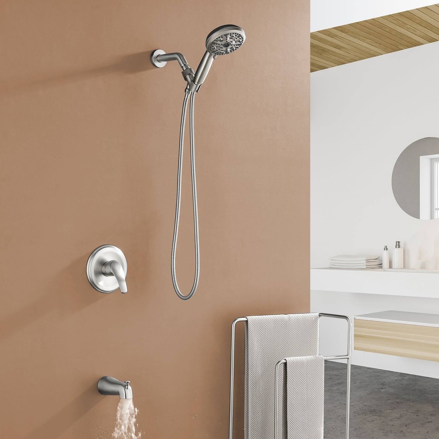 Alt View 3. Boyel Living - Brushed Nickel Shower Set with 10 Function Handheld Shower and cUPC Pressure Balance Valve - Brushed Nickel.