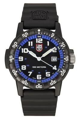 Luminox - Leatherback SEA Turtle Giant Polyurethane Strap And Blue Dial Swiss Quartz XS.0324 100M Men's Watch - Black