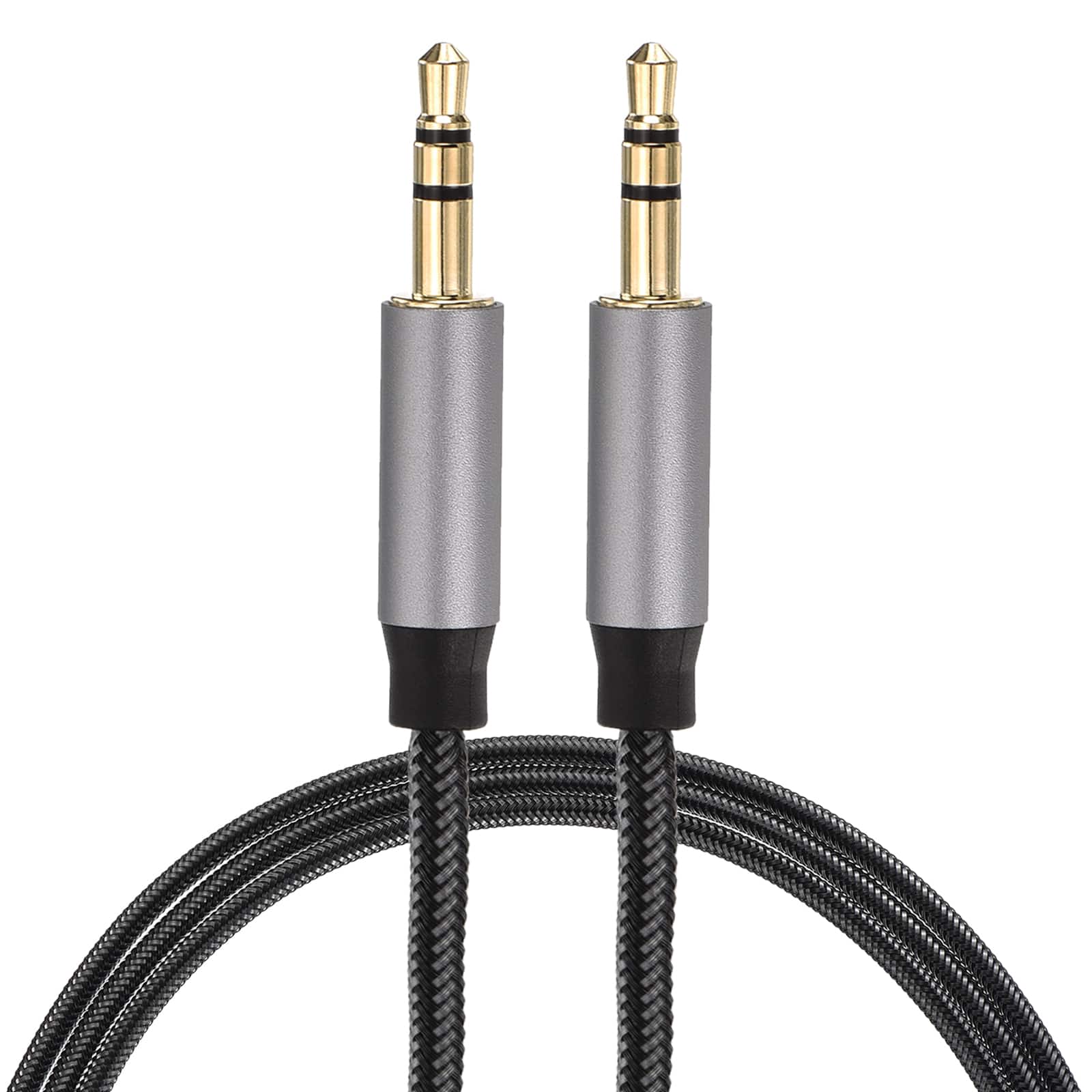 Unique Bargains - 2pcs AUX Cable, 3.5mm Nylon Braided Male to Male Audio Cord, for Headphone Speaker Car Stereo - Gray