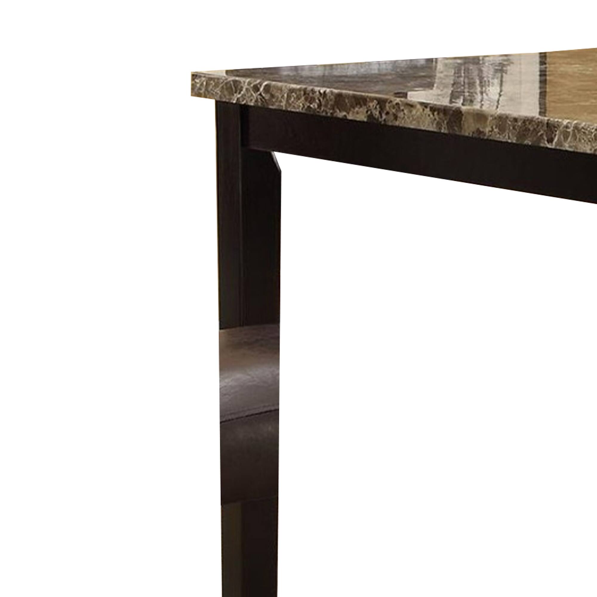 Manhattan Lane Spacious Wooden Counter High Table Faux Marble Top Brown ...