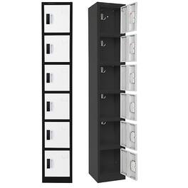 AdirOffice - Storage Locker 629-Series 72" H 6-Tier Steel Digital Lock 6-Shelf Locker - Black Bidy/White Doors
