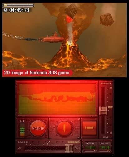 04:49:78 D  
2D image of Nintendo 3DS game  
SURFACE  
AIR MASKER  
REVERSE STOP  
! FORWARD  
DEPTH 111  
DIVE SPEED 21.9