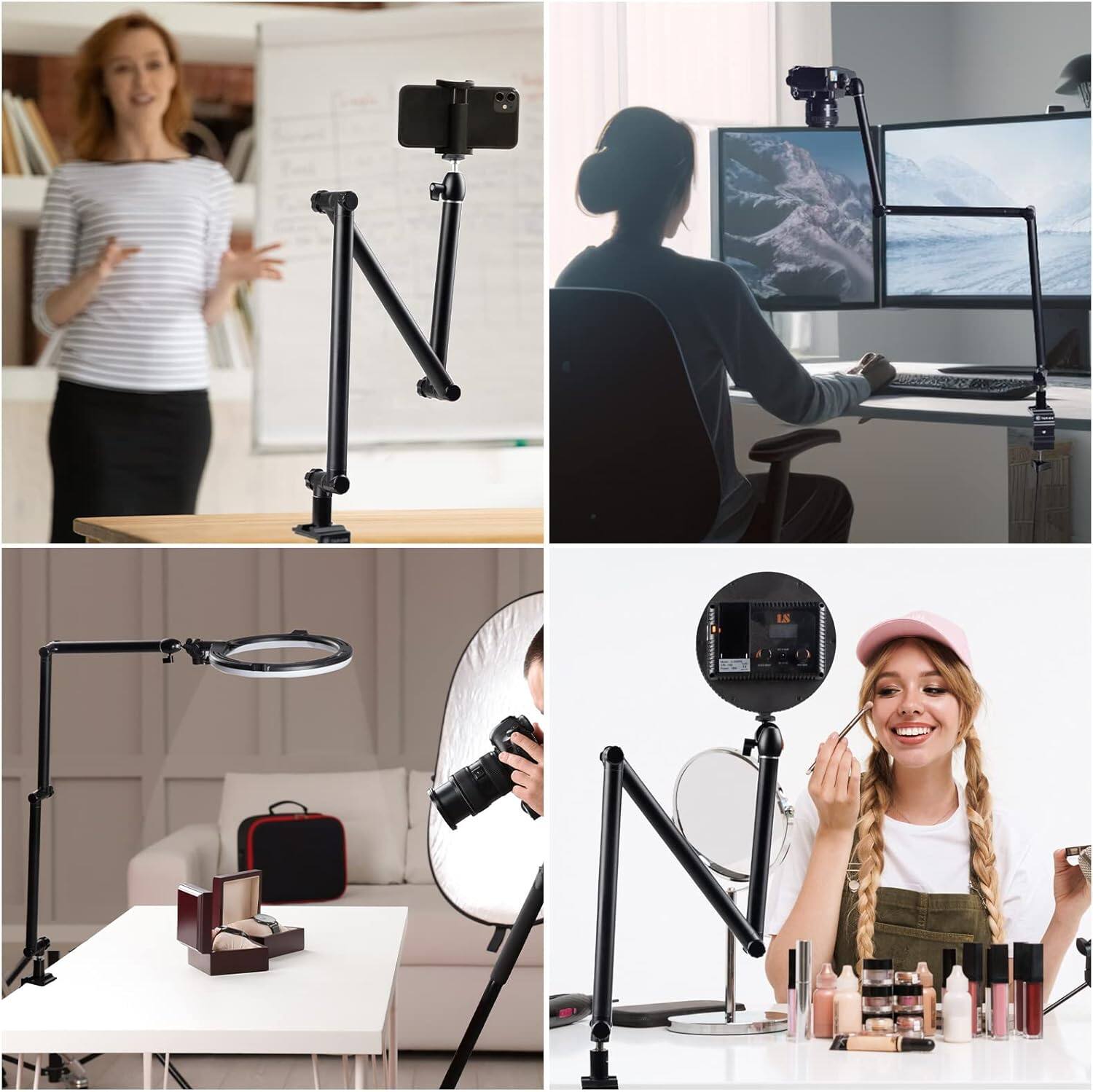 Alt View 4. TARION - TARION Camera Desk Mount Stand TKB01 – Heavy Duty Adjustable Arm for Overhead Photography and Streaming.