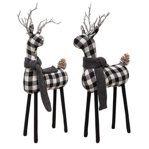 BreeBe - *Black & White Plaid Deer 20" H 2 Asstd - Black, White