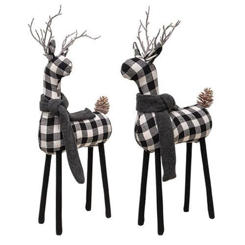 Front. BreeBe - *Black & White Plaid Deer 20" H 2 Asstd. - Black, White.