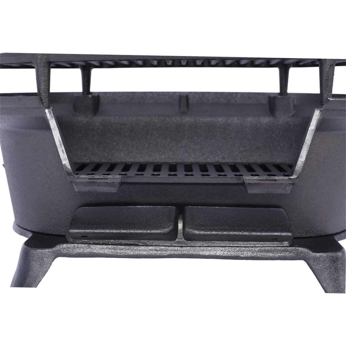 Alt View 8. HTUTWOO - Oval Cast Iron Grill Outdoor - Portable Charcoal Grill and Tabletop Skillet,100% Cast Iron,Small BBQ Grill,Camping Stove - Black.