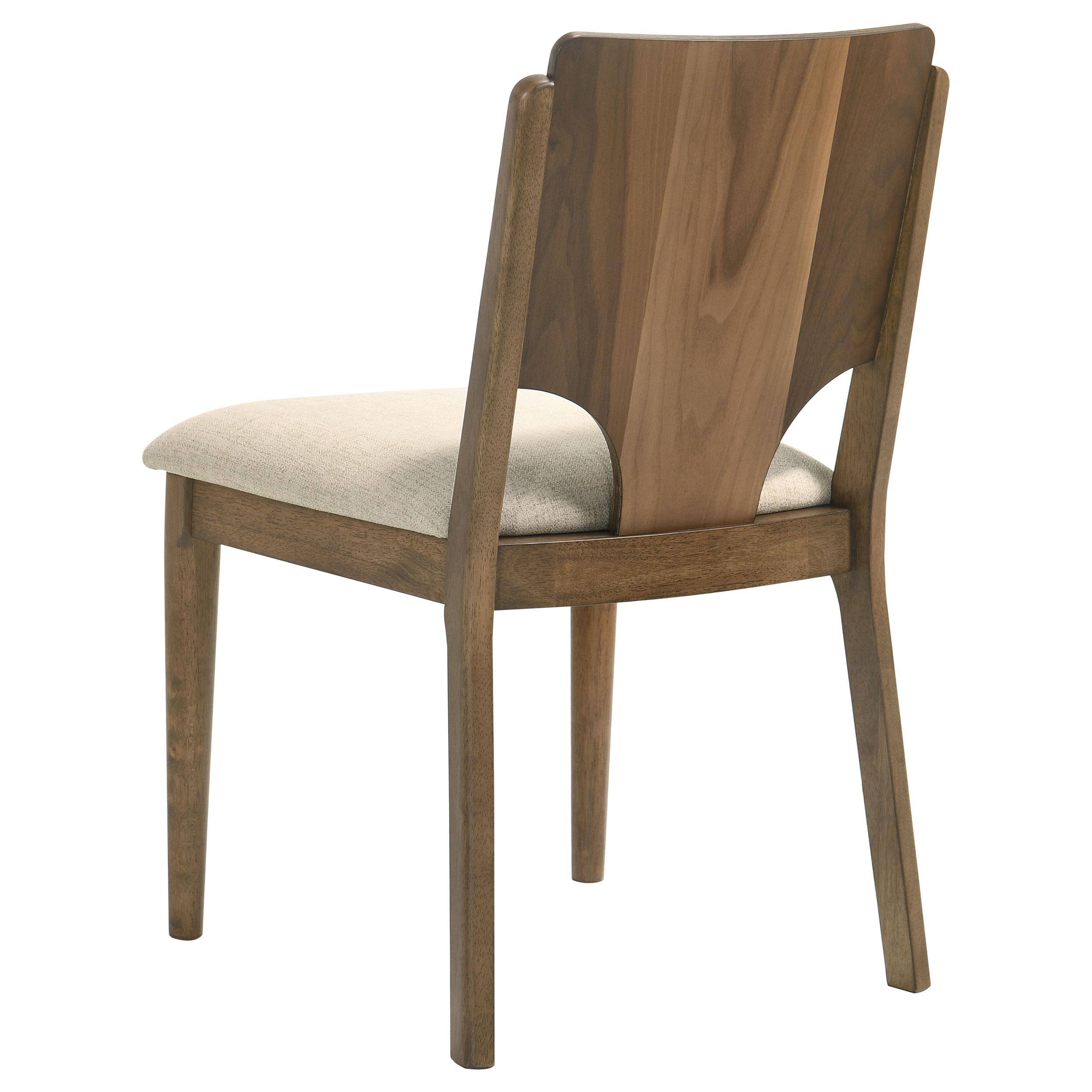 Alt View 2. Manhattan Lane - Billie Dining Chair Set of 2, Beige Fabric Seat, Brown Hardwood Frame - Brown, Beige.