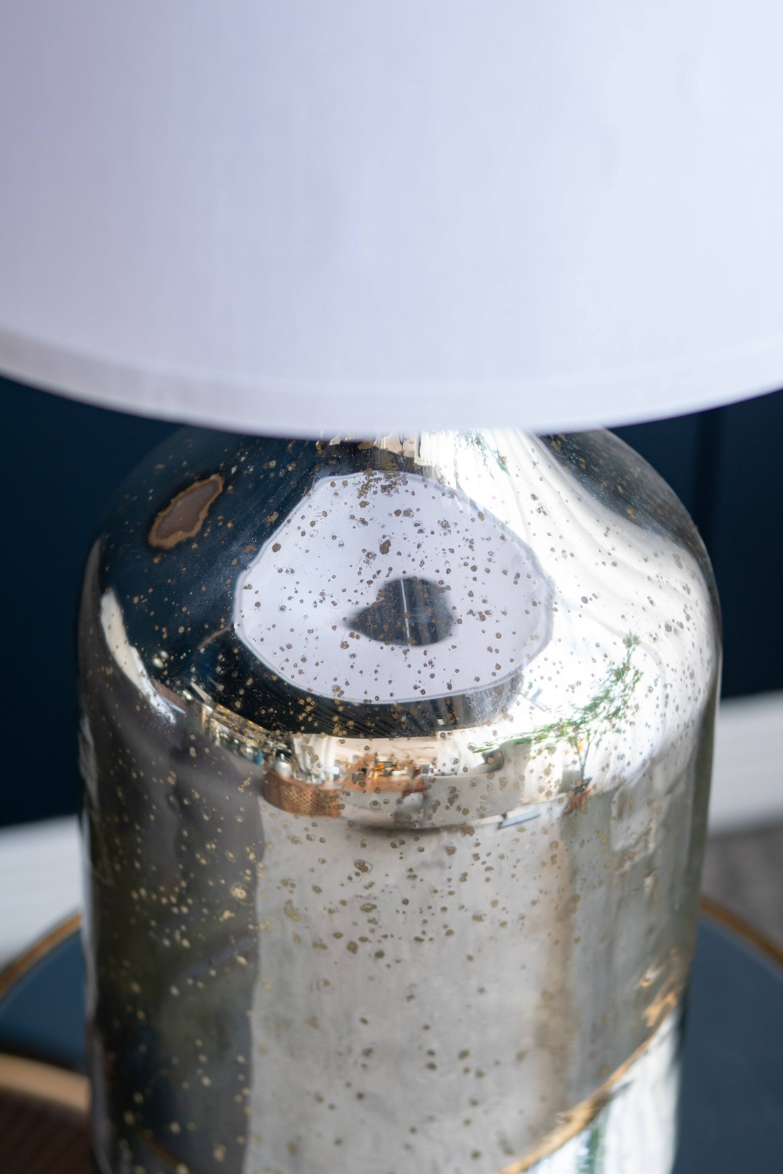 Alt View 5. Dexmalle - Dexmalle-Silver Round Table Lamp with White Fabric Shade-White+Silver.