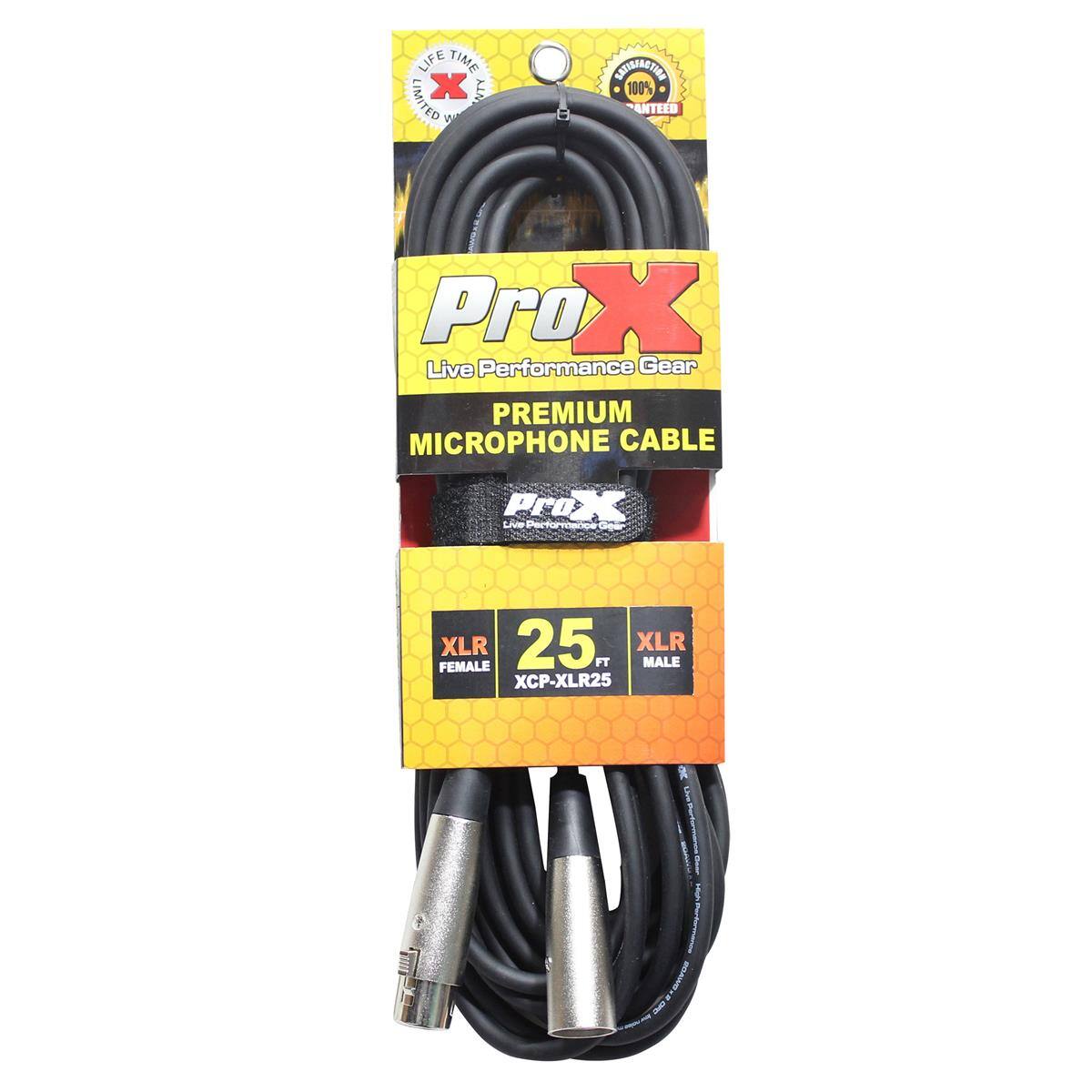 LIFE TIME X WTY LIMITED W INIRIATN 100% ANTEED Pro X Live Performance Gear PREMIUM MICROPHONE CABLE ProX Live Performance Gear PREMIUM MICROPHONE CABLE XLR 25 FT MALE XCP-XLR25
