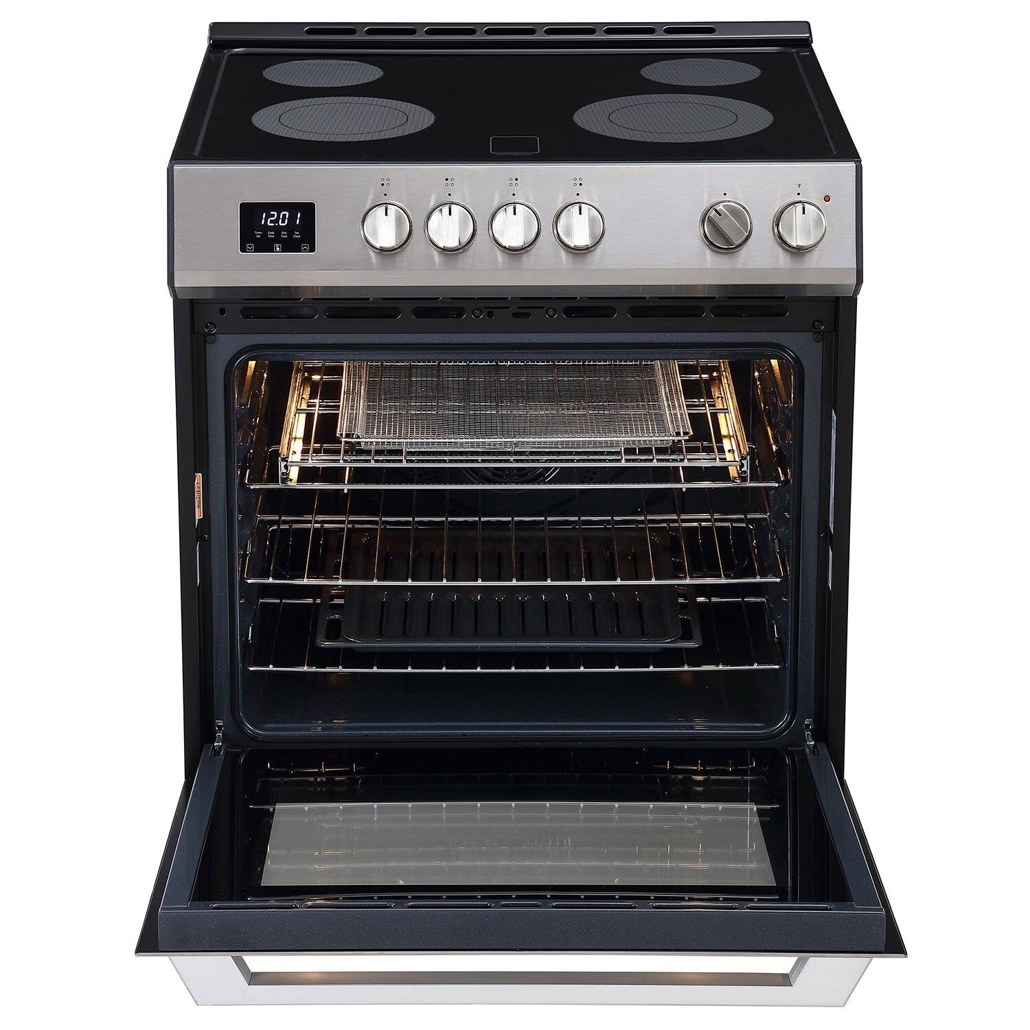 Left. Rangaire - Rangaire 30" Electric Range AirFry Convection Oven Slide-in Stainless Steel RRE303TS - Stainless steel.